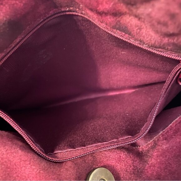 MAURIZIO TAIUTI ITALY BAG HAND RED SUEDE LEATHER BRONZE COLOR STUDS SNAP TOP - Picture 13 of 13